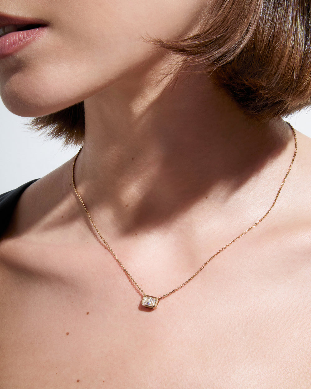 Radiant Diamond Bezel Pendant Necklace