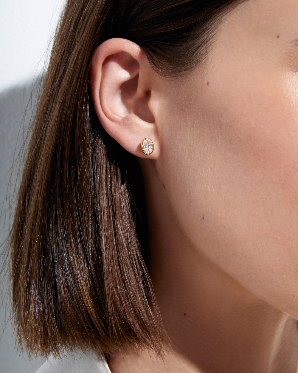 Oval Diamond Bezel Stud Earrings