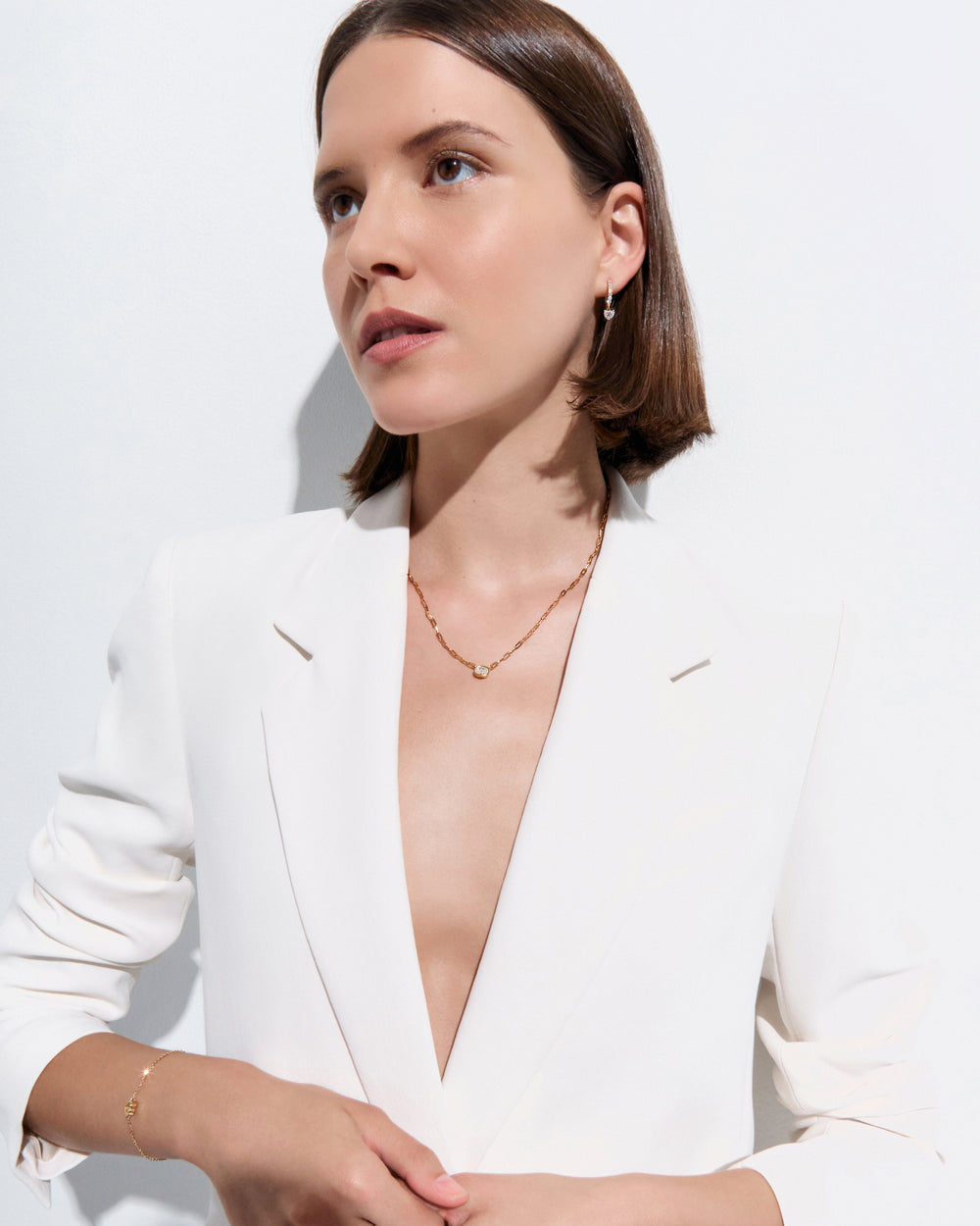 Oval Diamond Bezel Paperclip Necklace