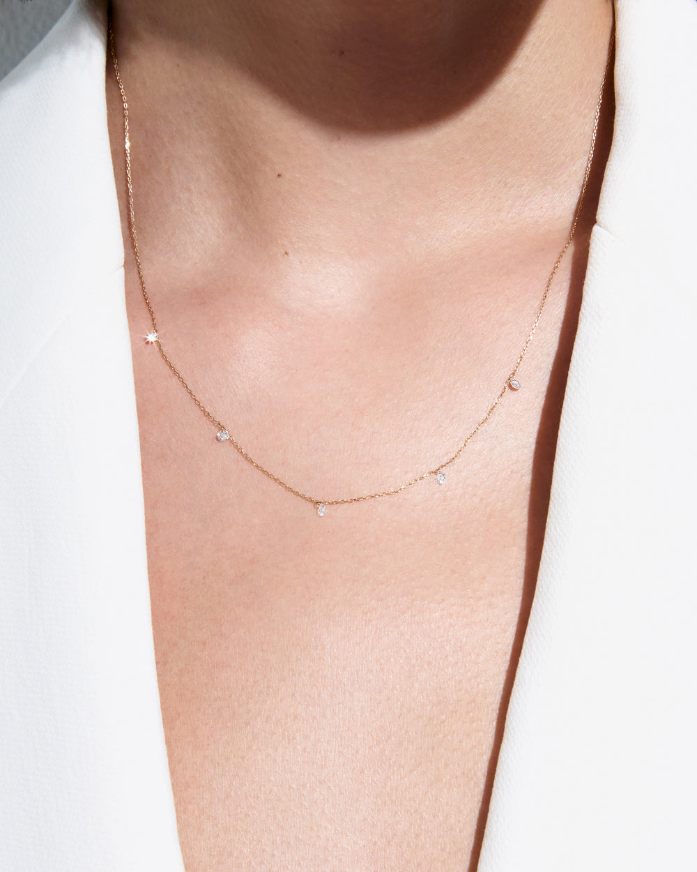 Round Pierced Diamond Dangle Necklace