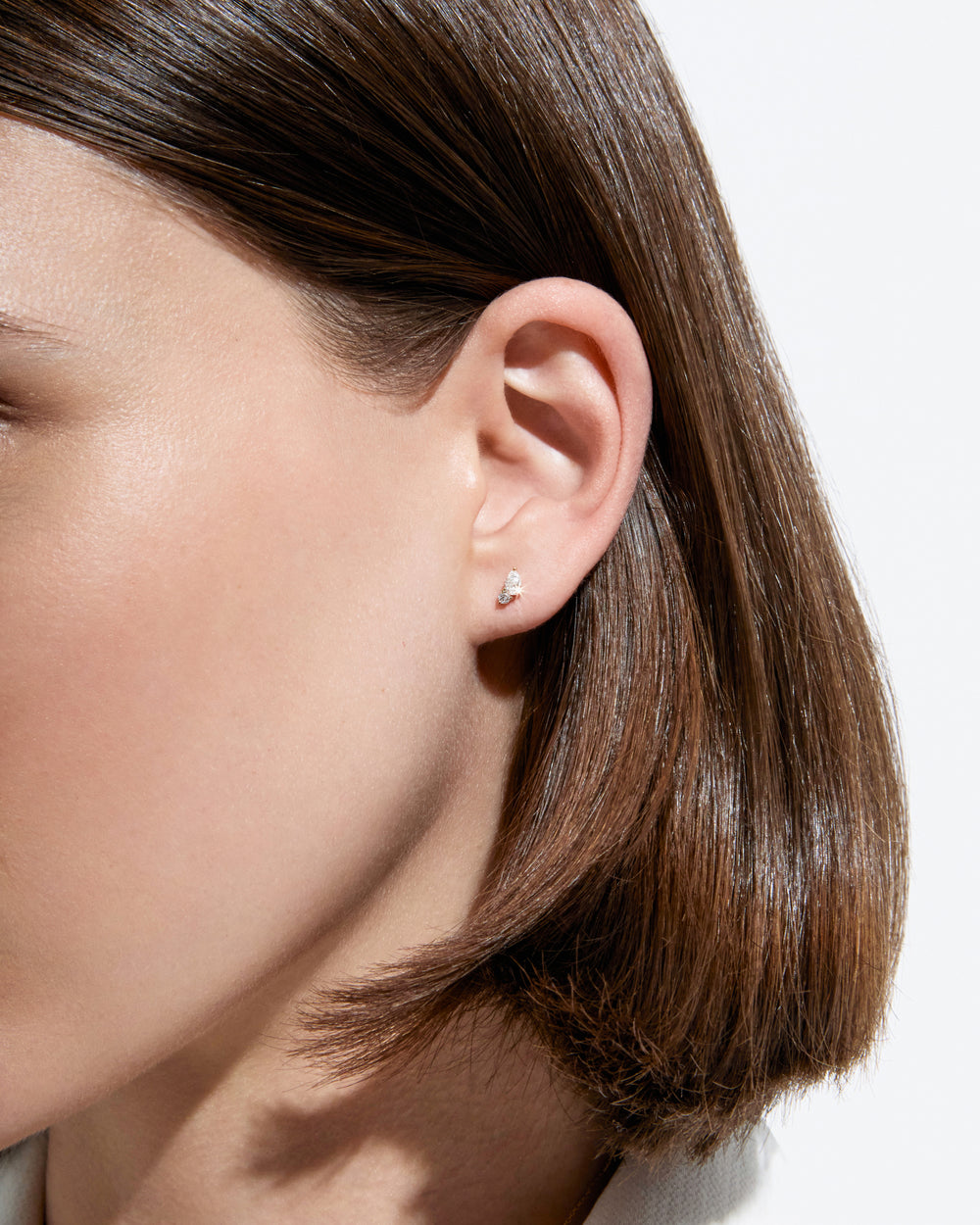 Pear and Round Diamond Mini Crawler Flatback Earrings