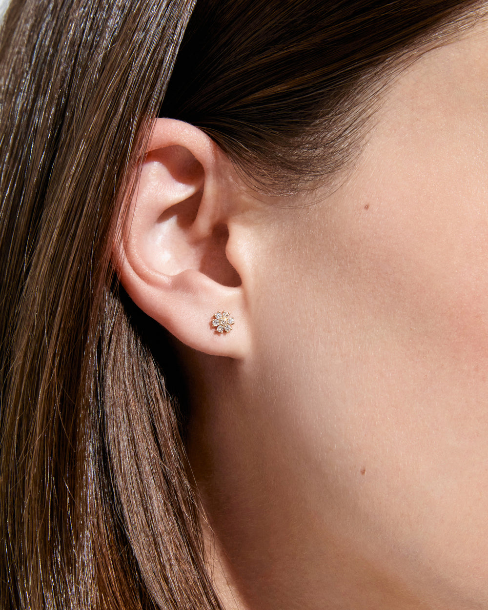 Diamond Flower Cluster Flatback Stud Earrings