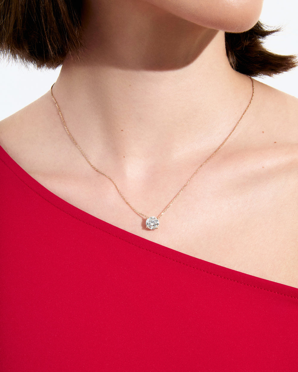 Round Diamond Solitaire Pendant Necklace