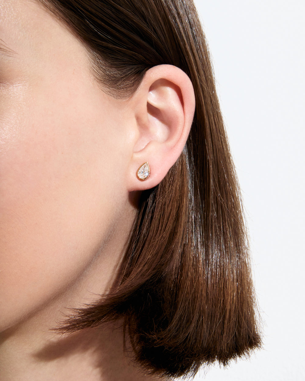 Pear Diamond Bezel Stud Earrings