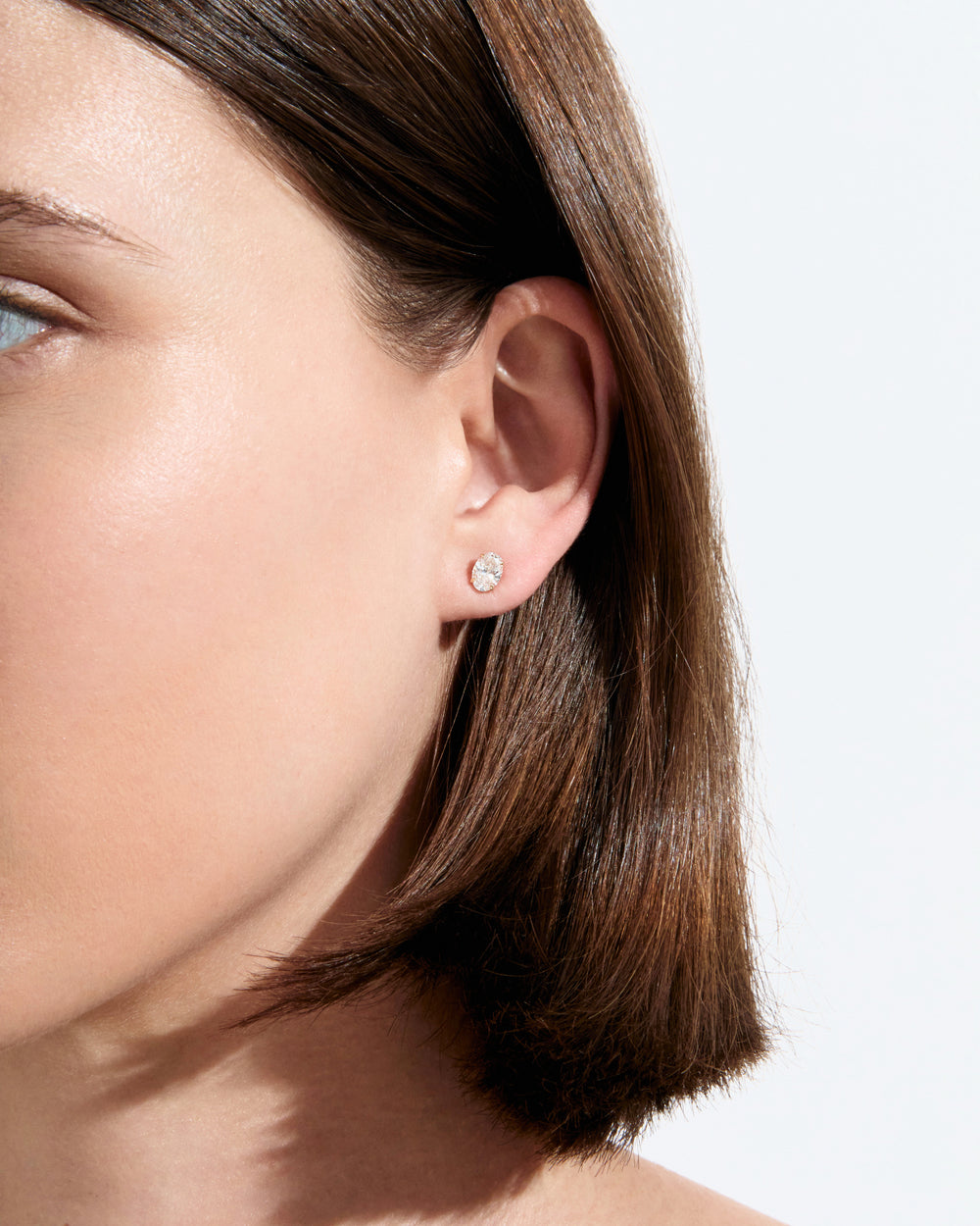 Oval Diamond Prong Set Stud Earrings