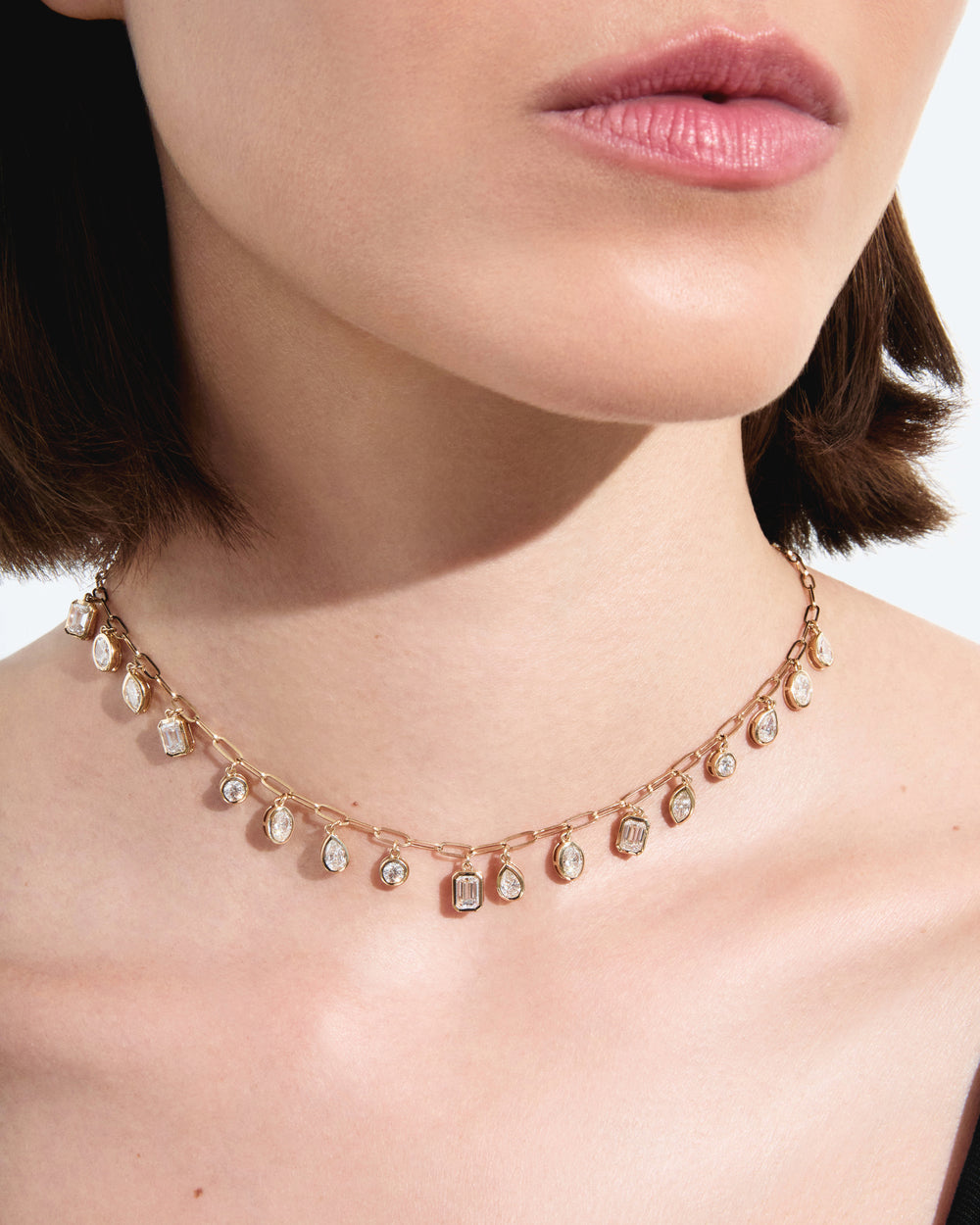 Mixed Shape Diamond Charm Necklace