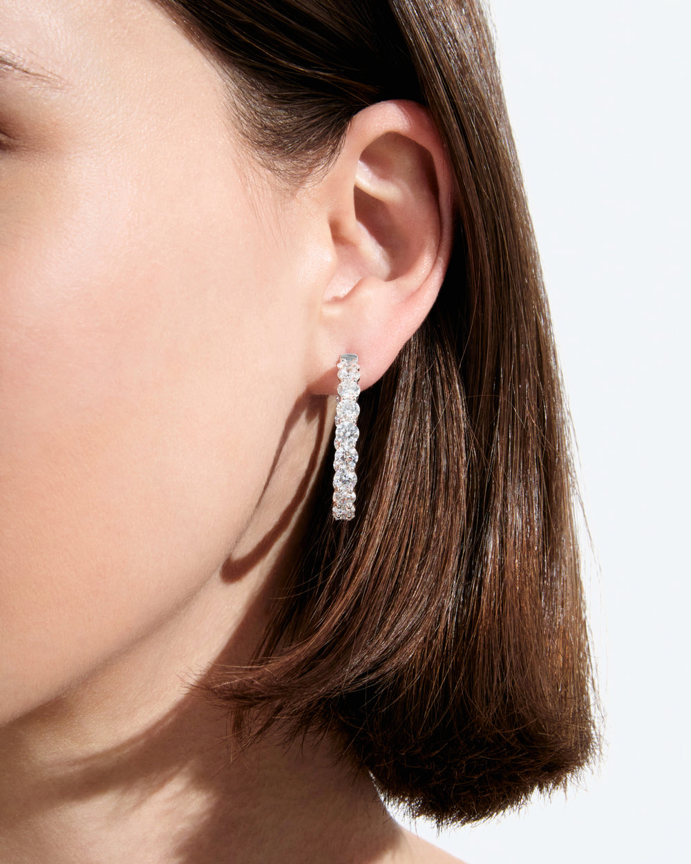 Round Diamond Inside Out 33mm Hoop Earrings