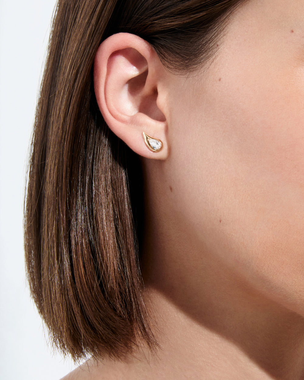Pear Diamond Sculpted Stud Earrings
