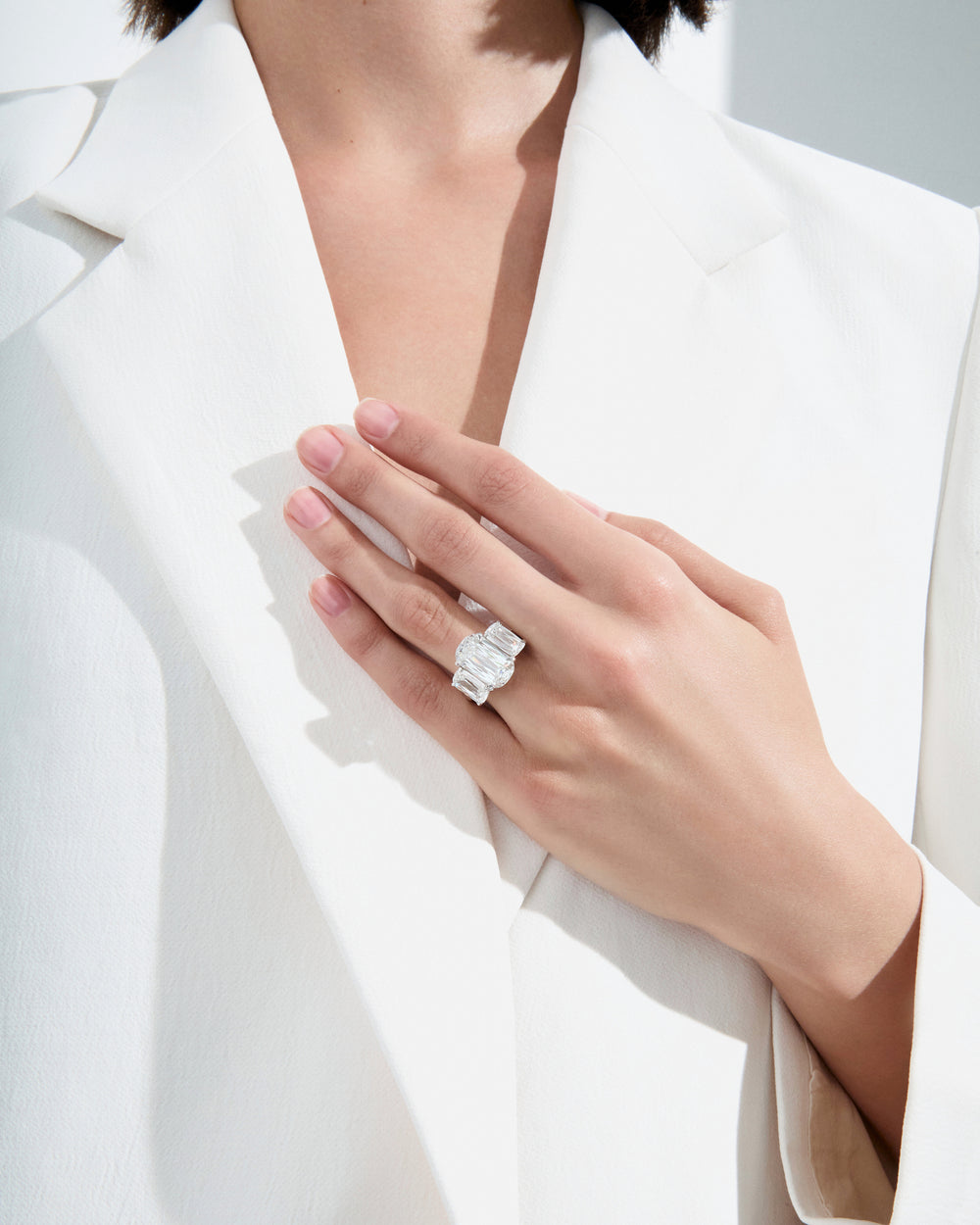 8.54CT CrissCross Three Stone Engagement Ring