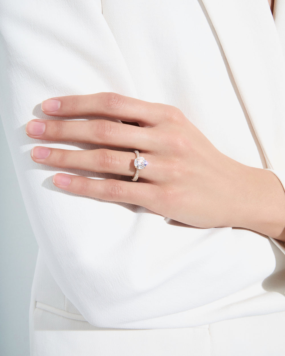 2.04CT Round Triple Row Pavé Engagement Ring