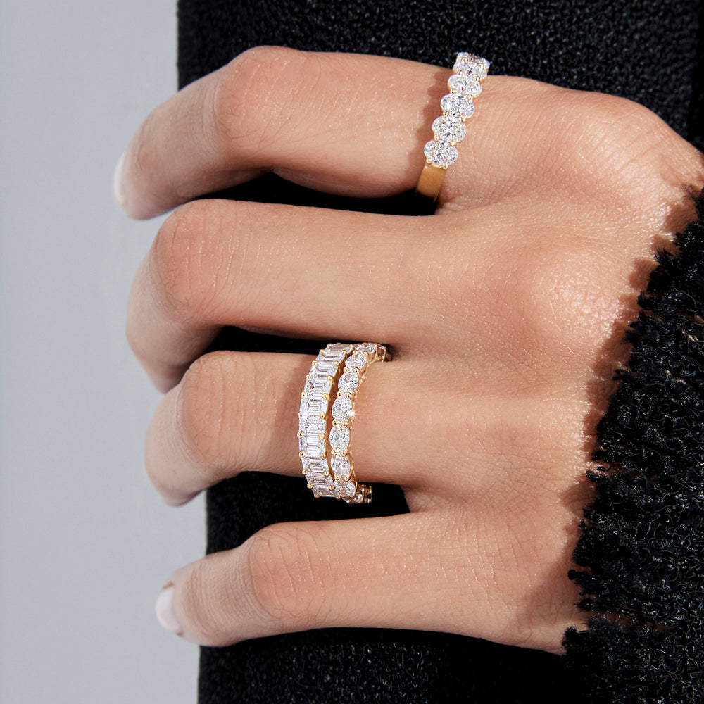 Oval Diamond Prong Set Anniversary Band