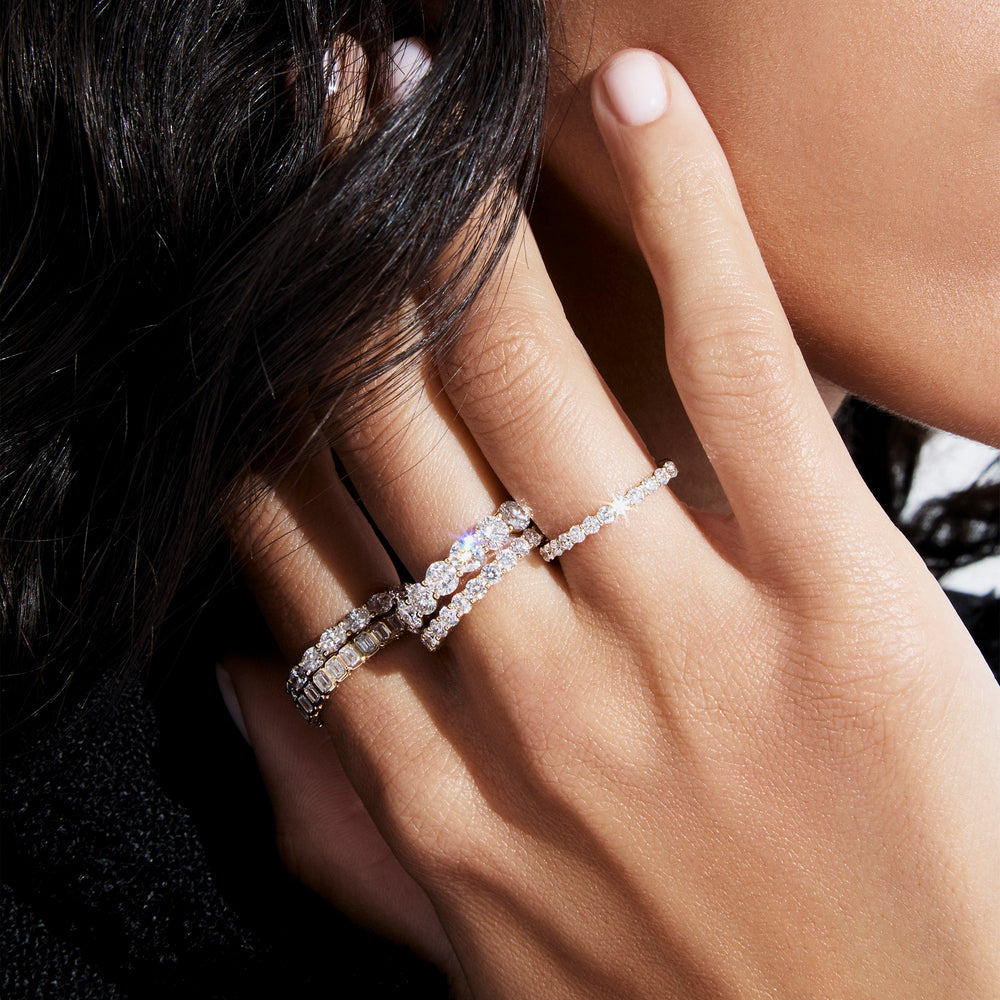 Emerald Cut Diamond Bezel Set Eternity Band
