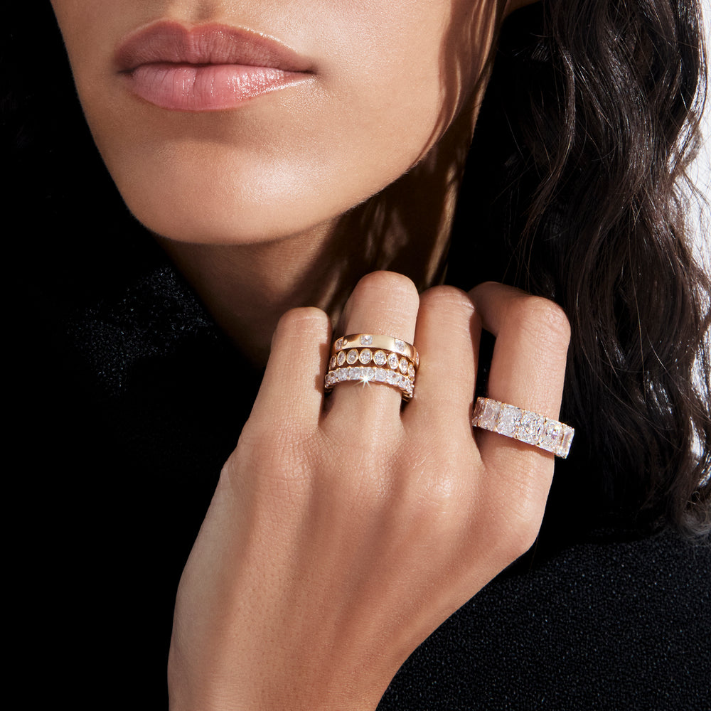Asscher Diamond Inlay Eternity Band