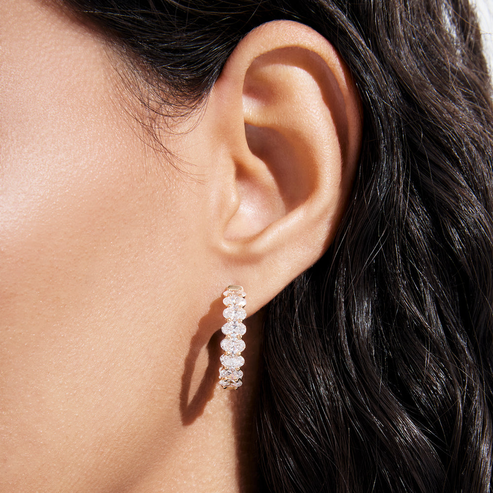 Oval Diamond Inside Out Huggie Earrings
