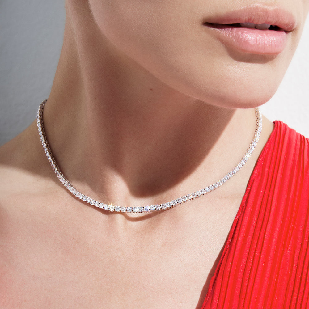 Round Diamond Tennis Necklace