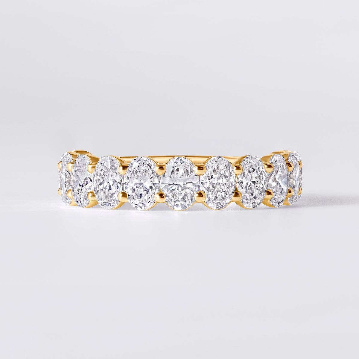 Oval Prong Set 3/4 Eternity Band, Yellow Gold