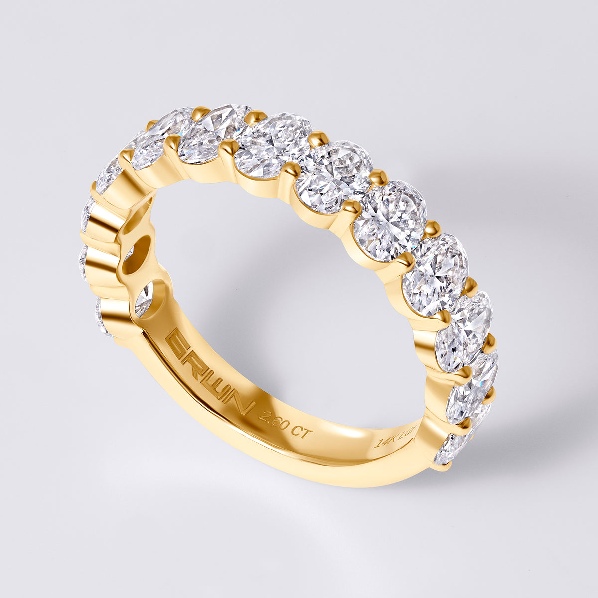 Oval Prong Set 3/4 Eternity Band, Yellow Gold