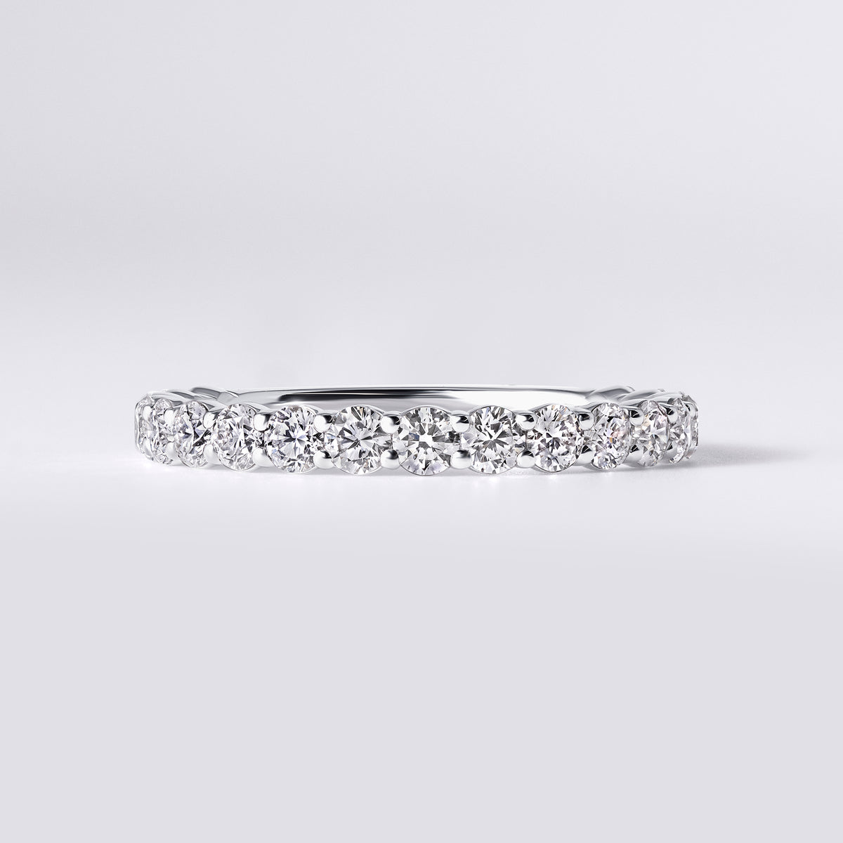 Round Prong Set 3/4 Eternity Band, White Gold