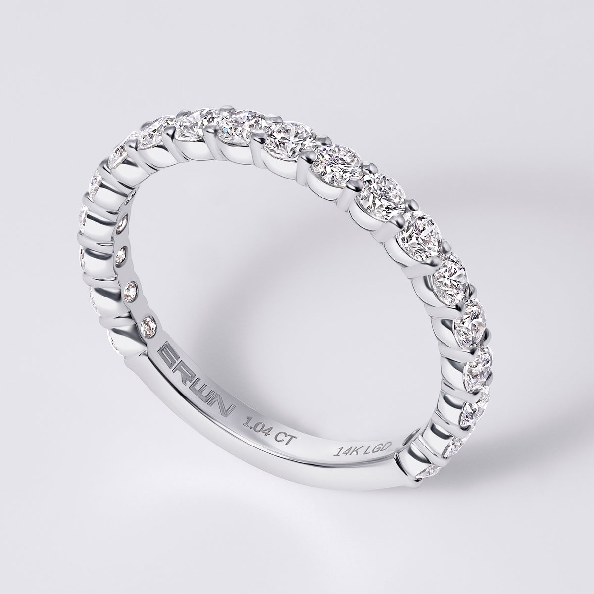 Round Prong Set 3/4 Eternity Band, White Gold