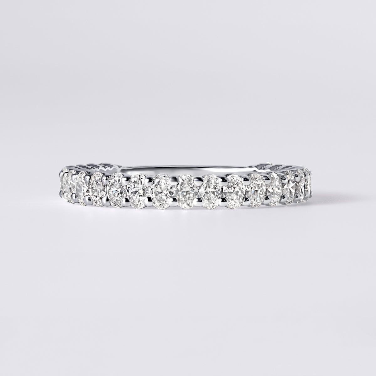Oval Prong Set 3/4 Eternity Band, White Gold