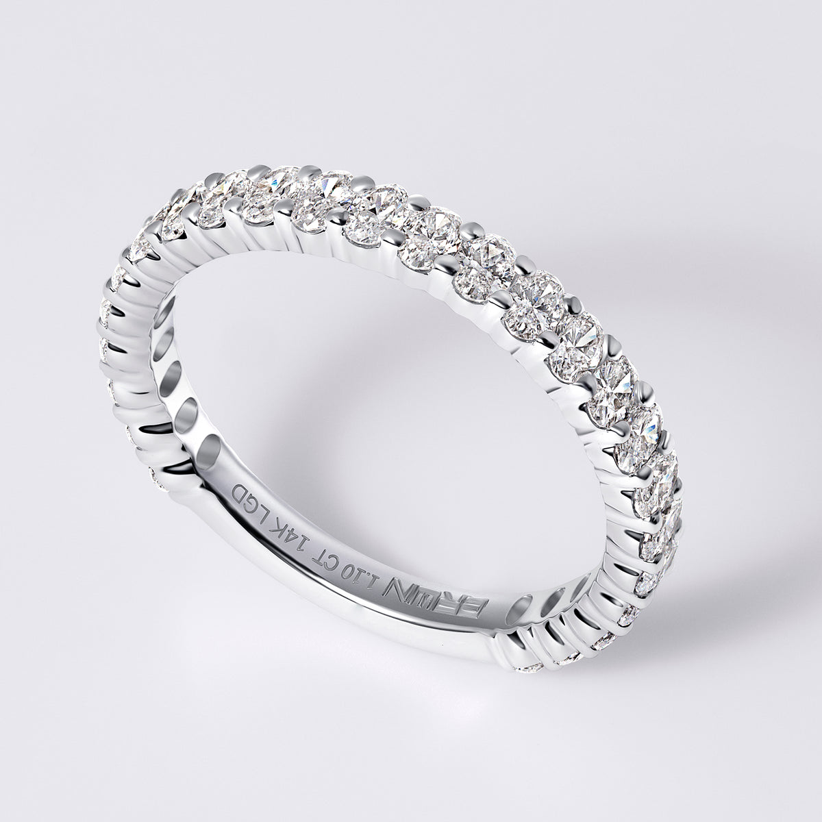 Oval Prong Set 3/4 Eternity Band, White Gold