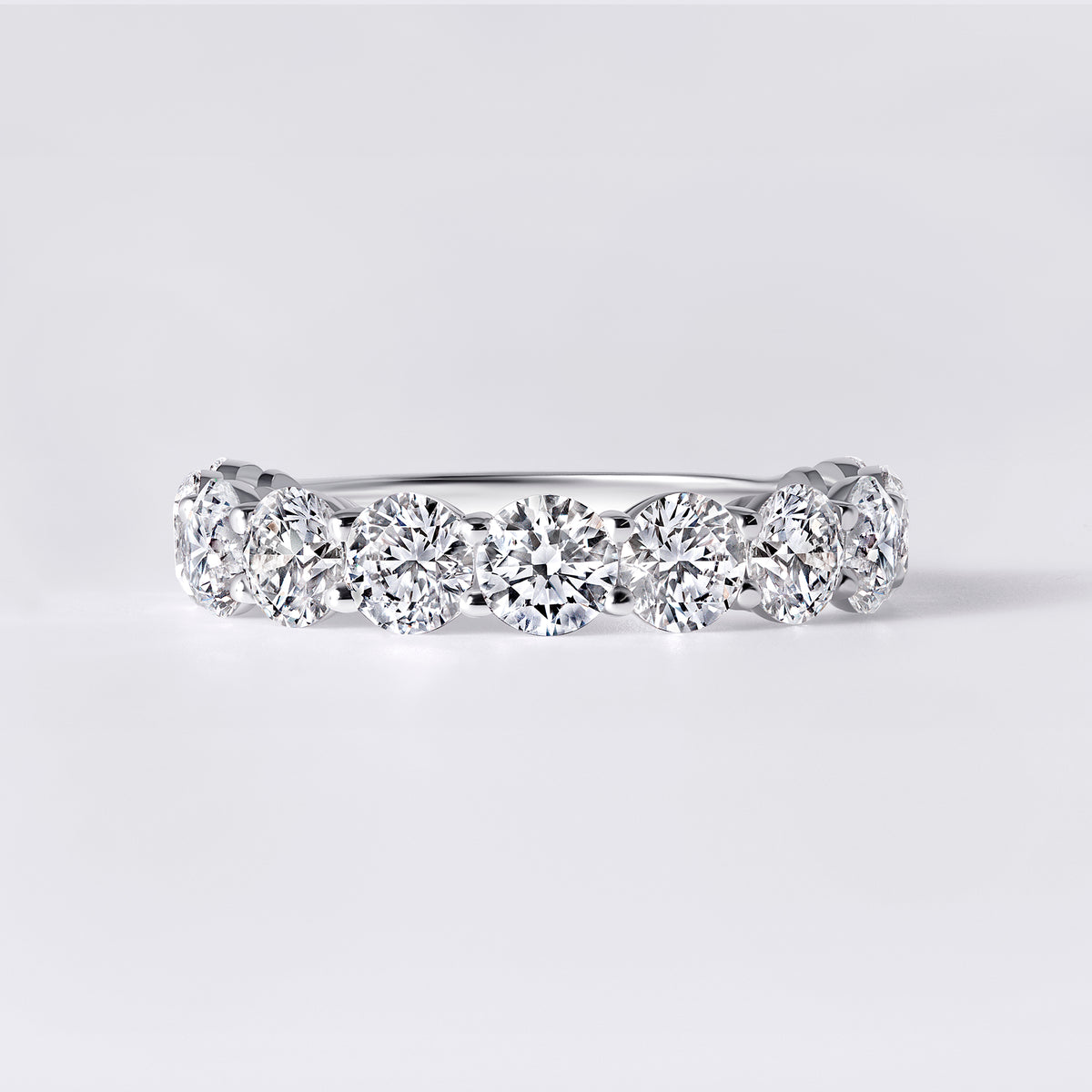 Round Prong Set 3/4 Eternity Band, White Gold