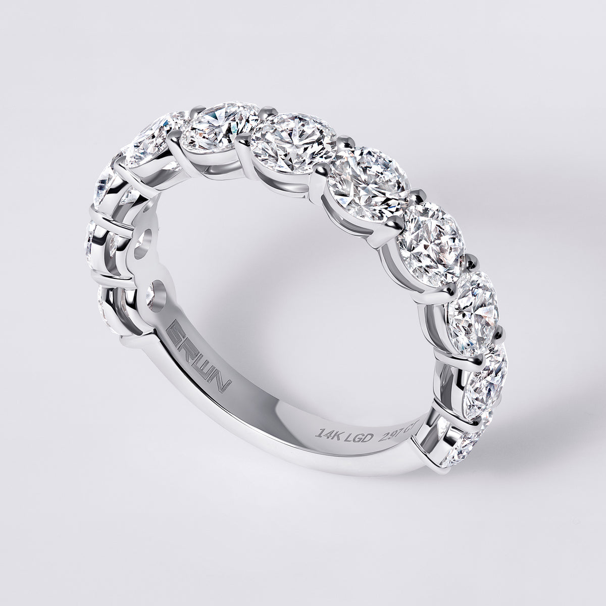 Round Prong Set 3/4 Eternity Band, White Gold