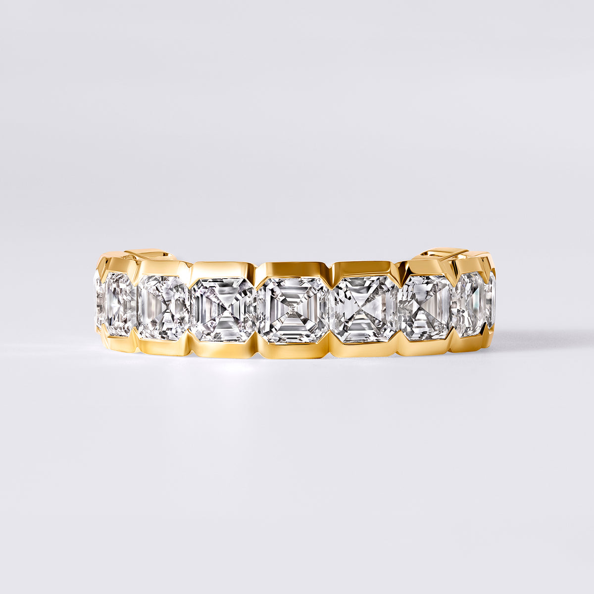 Asscher Hald Bezel 3/4 Band, Yellow Gold