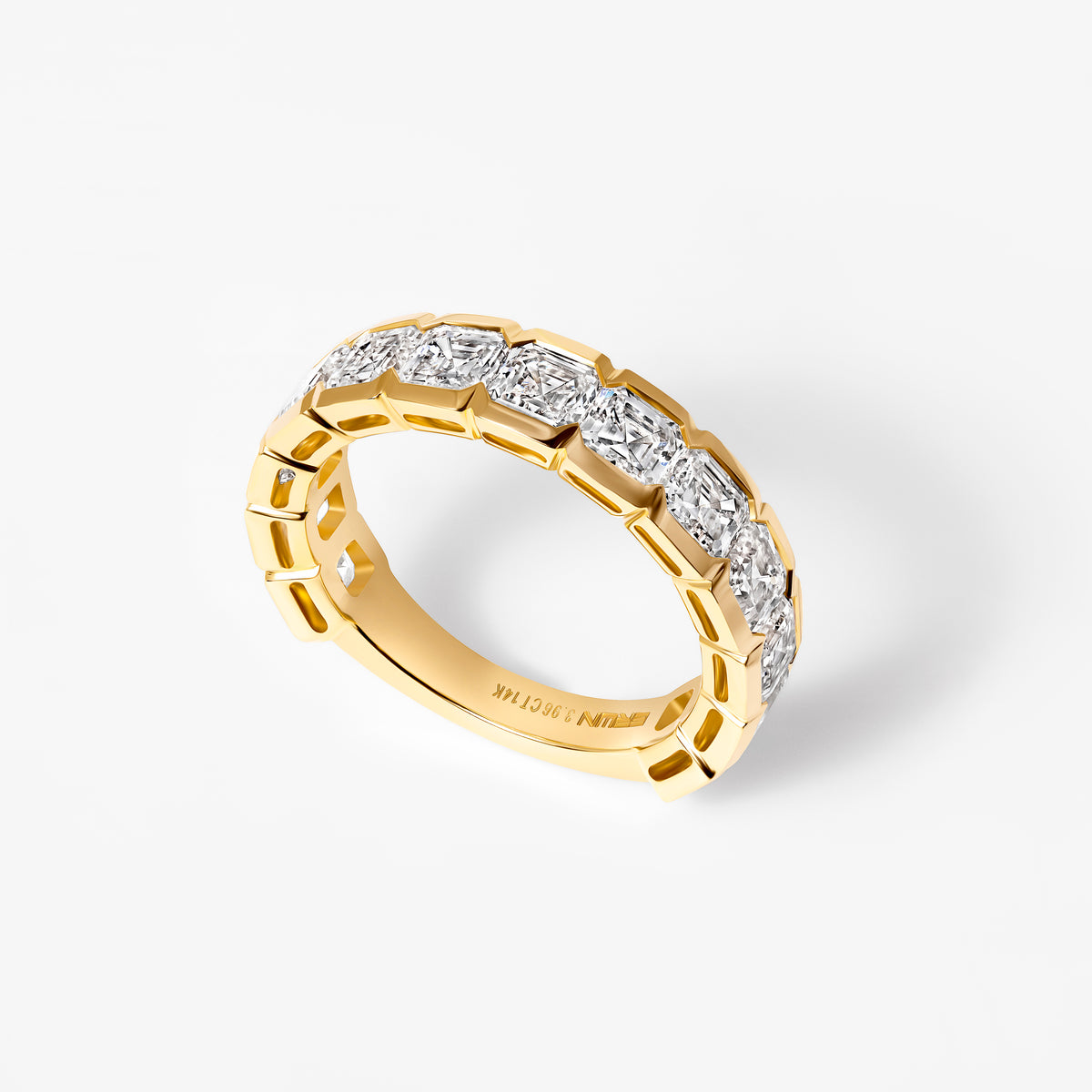 Asscher Diamond Bezel Set Three Quarter Eternity Band