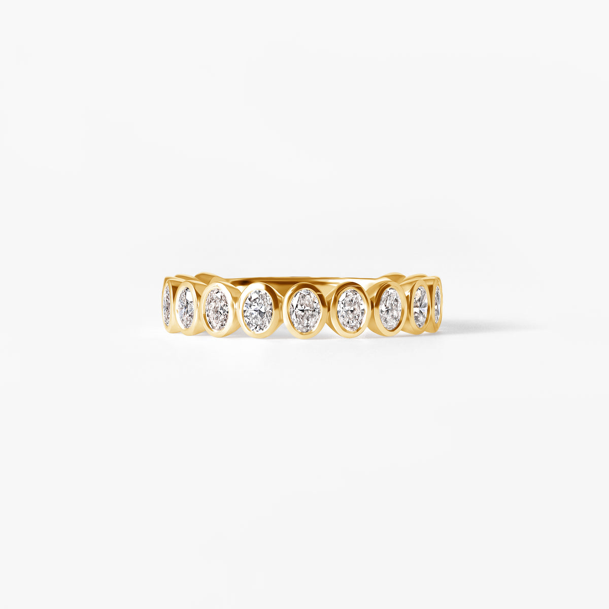Oval Diamond Bezel Set Three Quarter Eternity Band