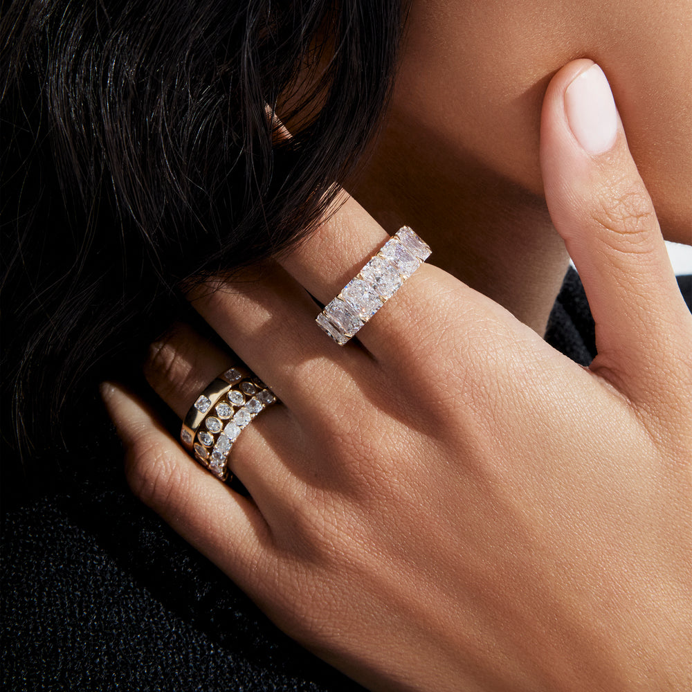 Asscher Diamond Inlay Eternity Band