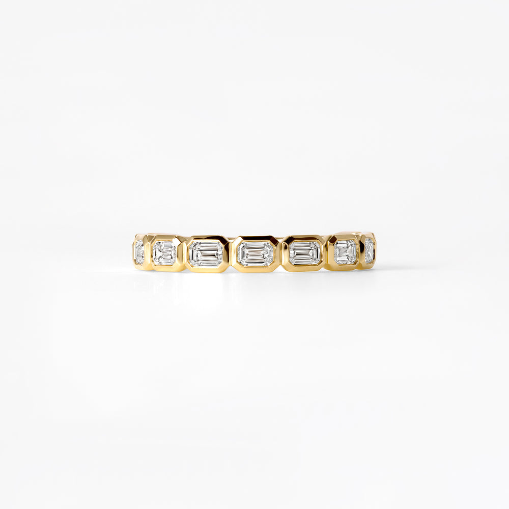 Emerald Diamond East West Bezel Anniversary Band