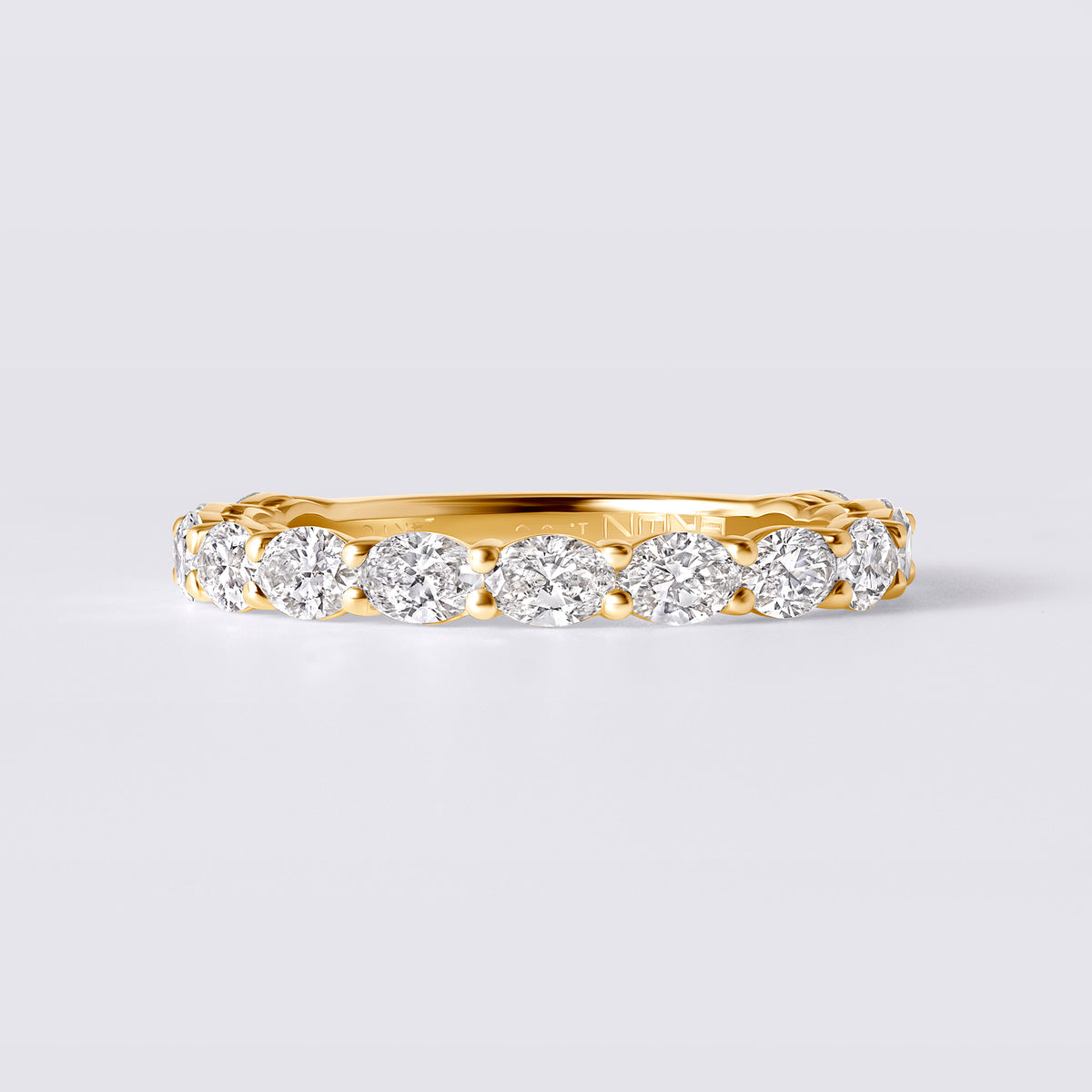 East/West Oval Prong Set 3/4 Eternity Band, Yellow Gold
