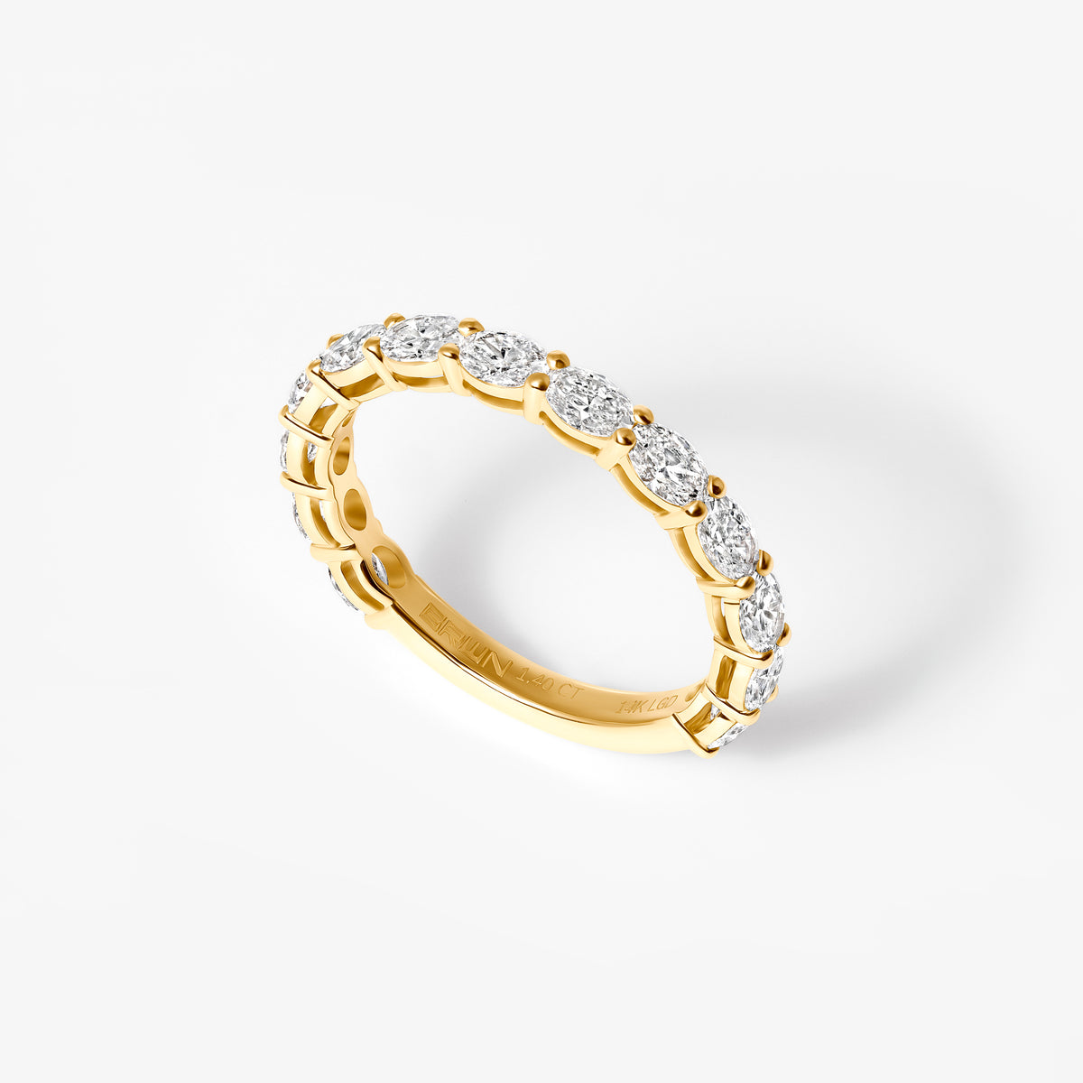 Oval Diamond East West Prong Set Three Quarter Eternity Band