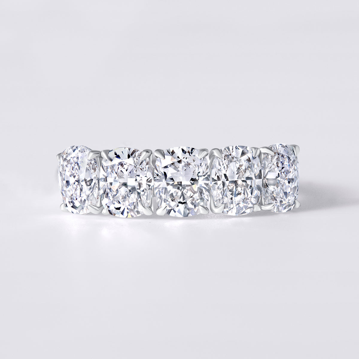 Elongated Cushion 5 Diamond Band, White Gold