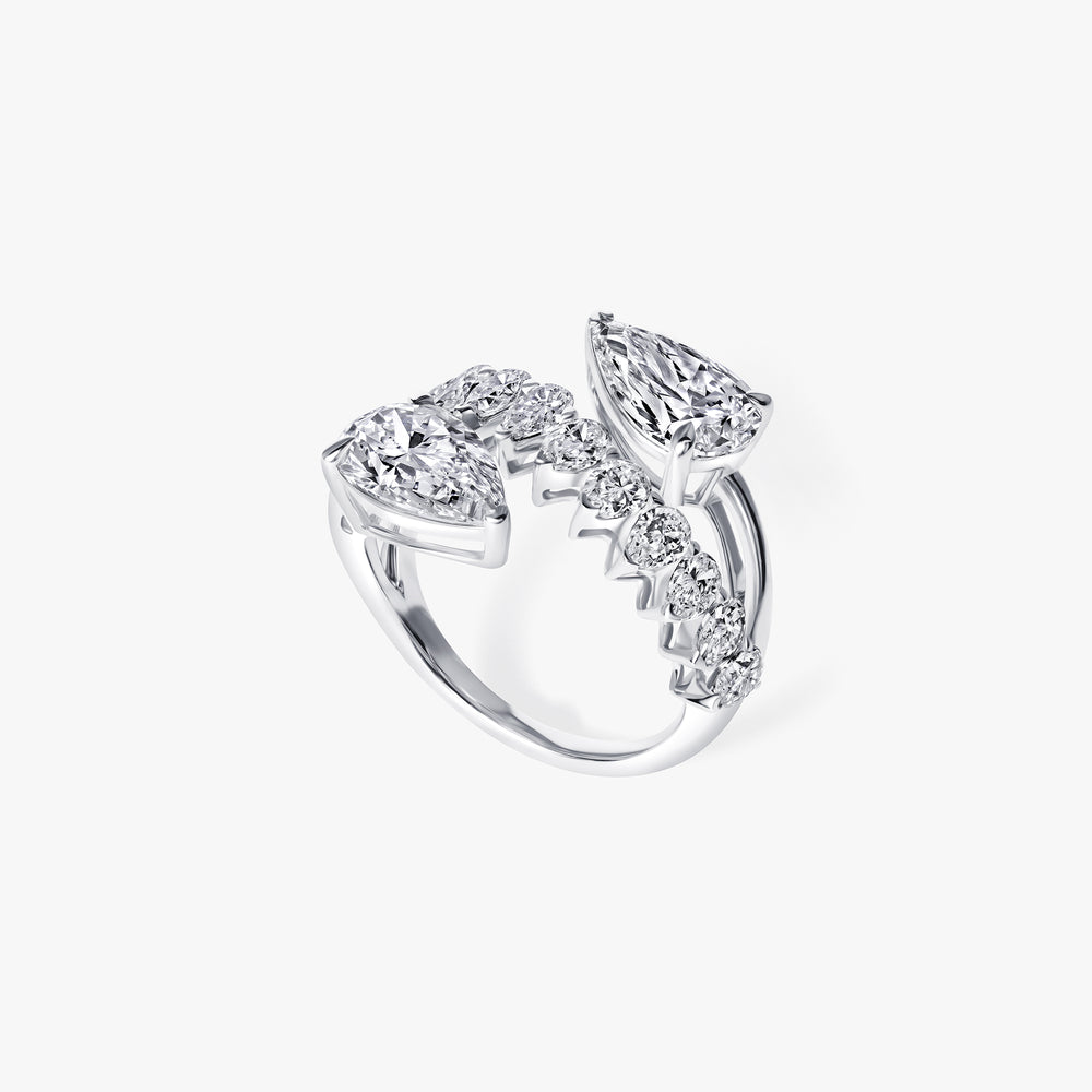 Pear Diamond Bypass Statement Ring