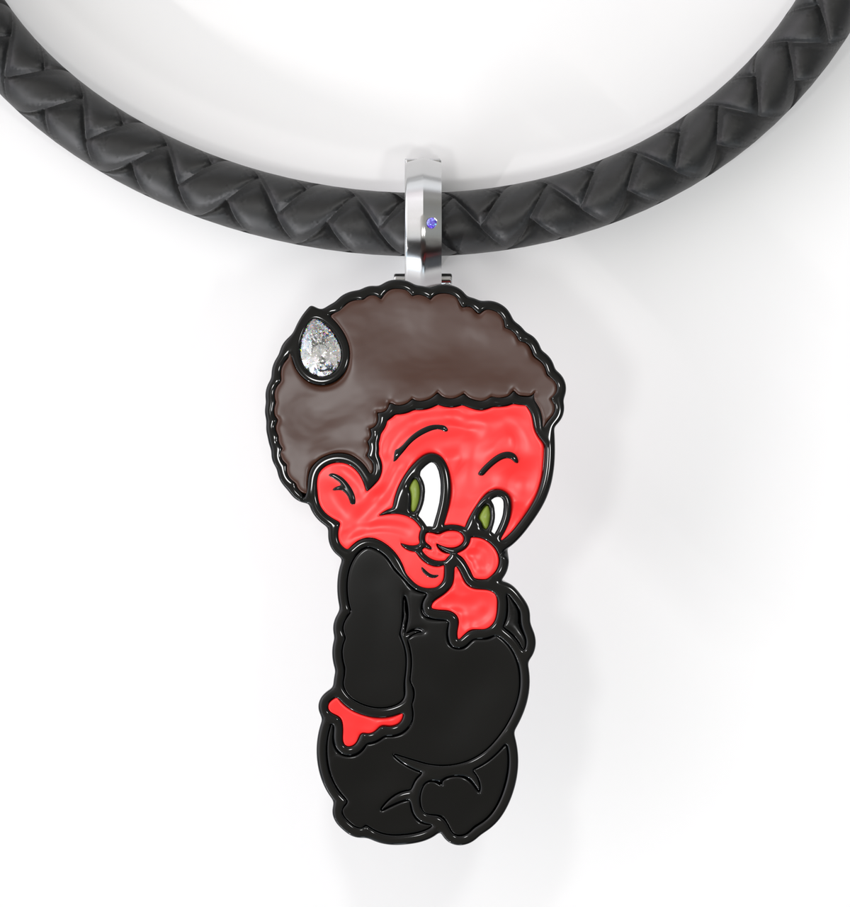 Lil Lenox Enamel Charm with GRWN Diamond a Black Cord Bracelet