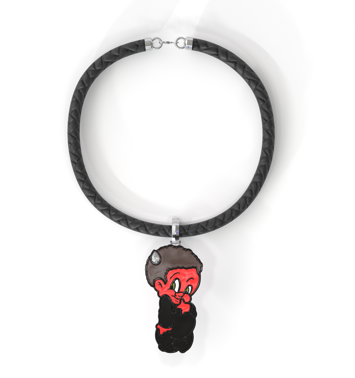 Lil Lenox Enamel Charm with GRWN Diamond a Black Cord Bracelet