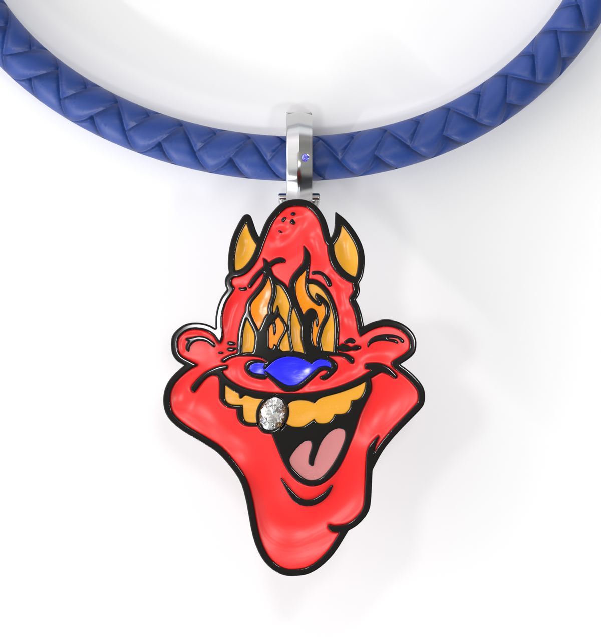 Skip Enamel Charm with GRWN Diamond on a Blue Cord Bracelet