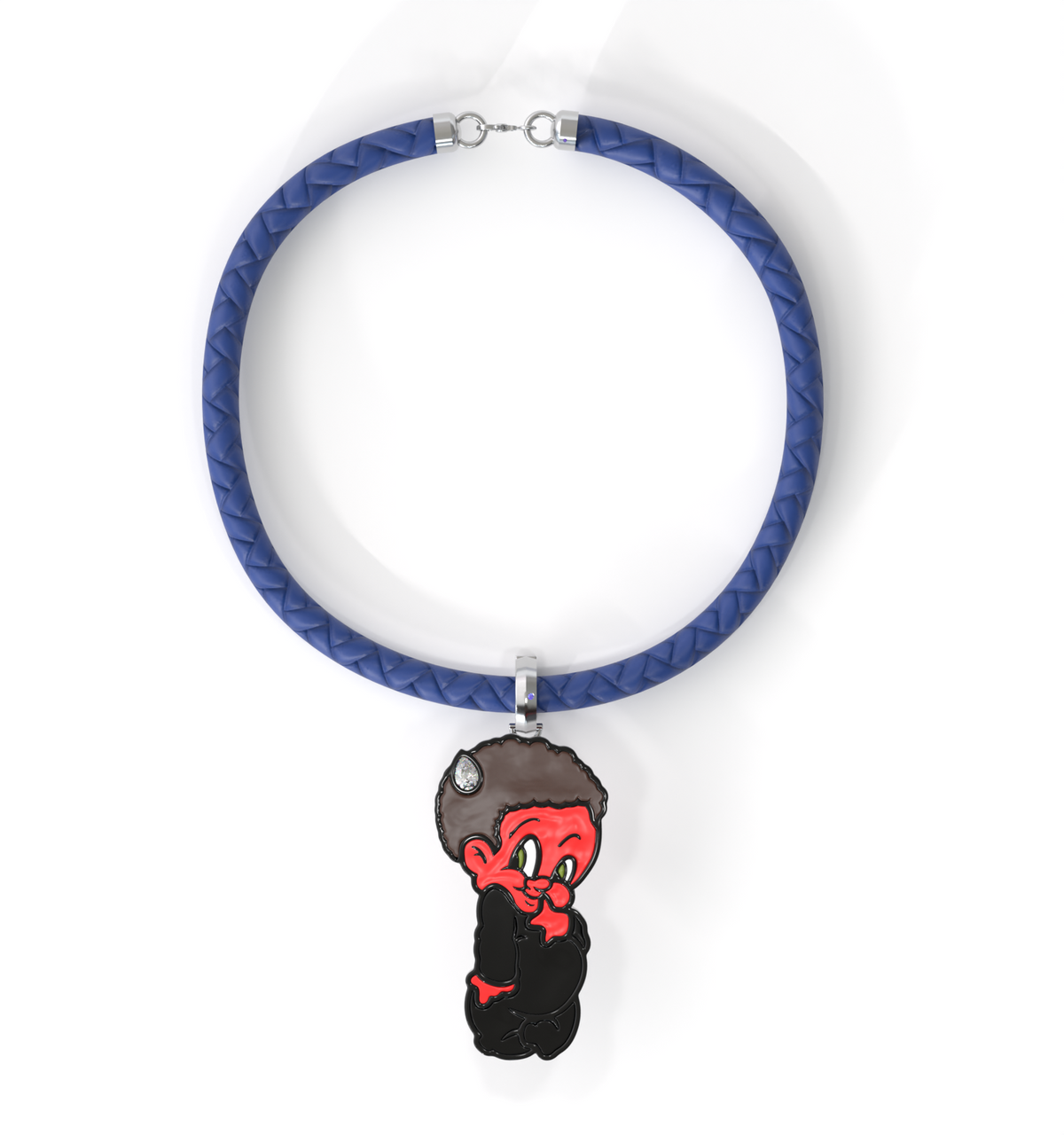 Lil Lenox Enamel Charm with GRWN Diamond a Blue Cord Bracelet