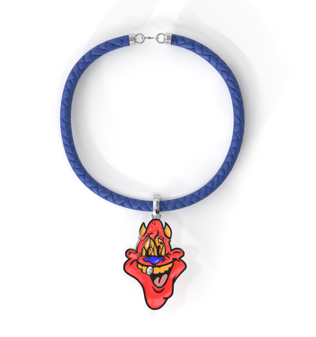 Skip Enamel Charm with GRWN Diamond on a Blue Cord Bracelet