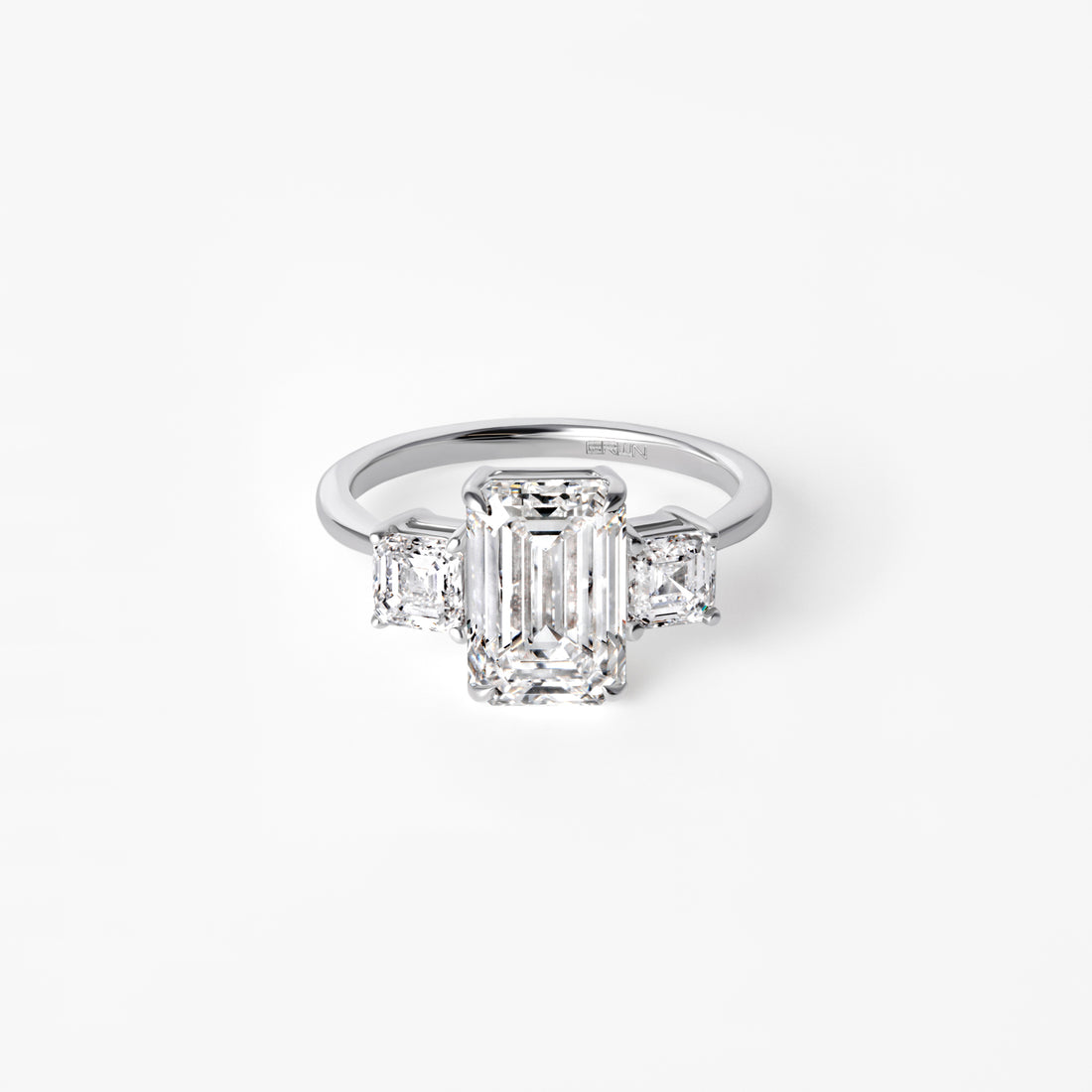 2.09CT Emerald Three Stone Engagement Ring
