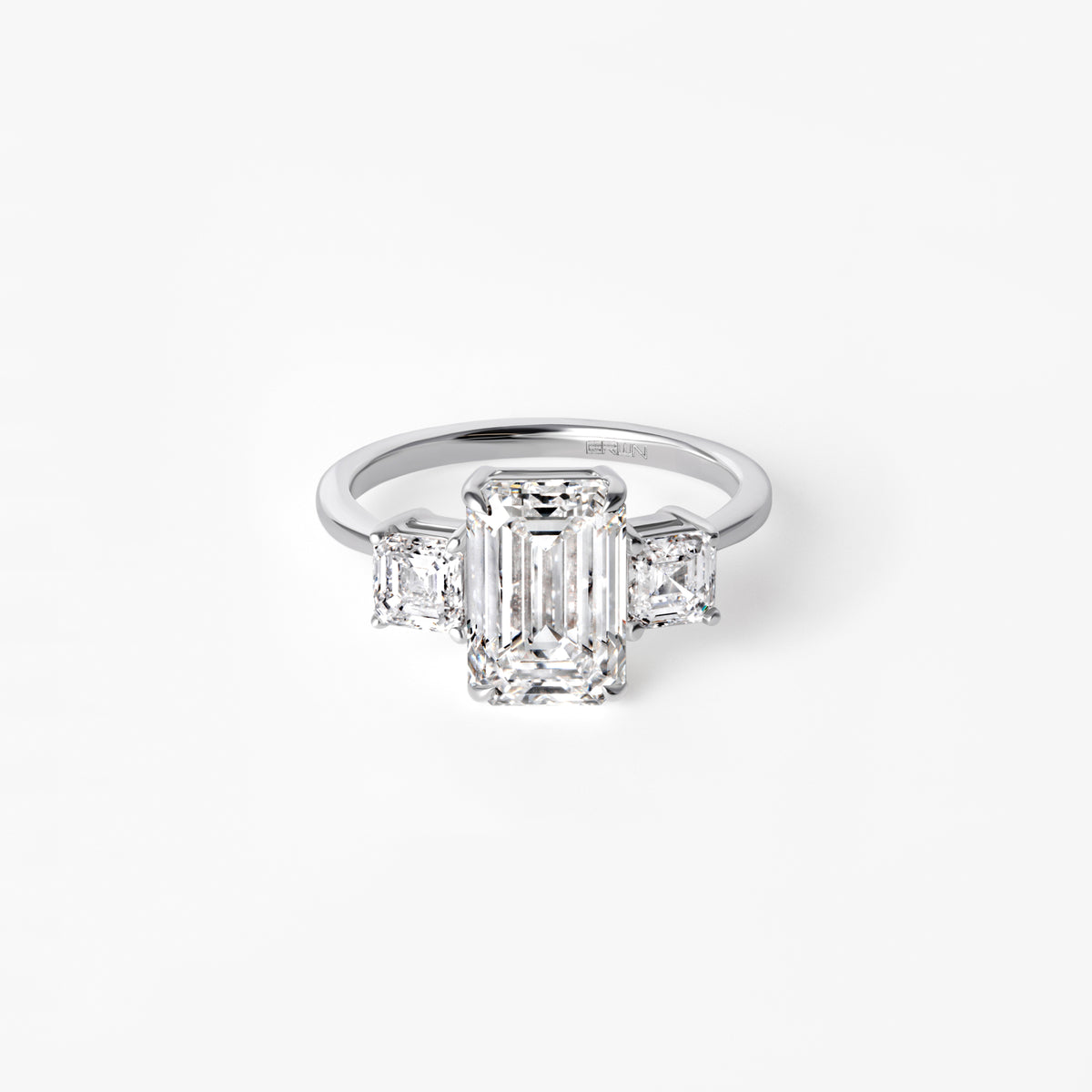 2.09CT Emerald Three Stone Engagement Ring