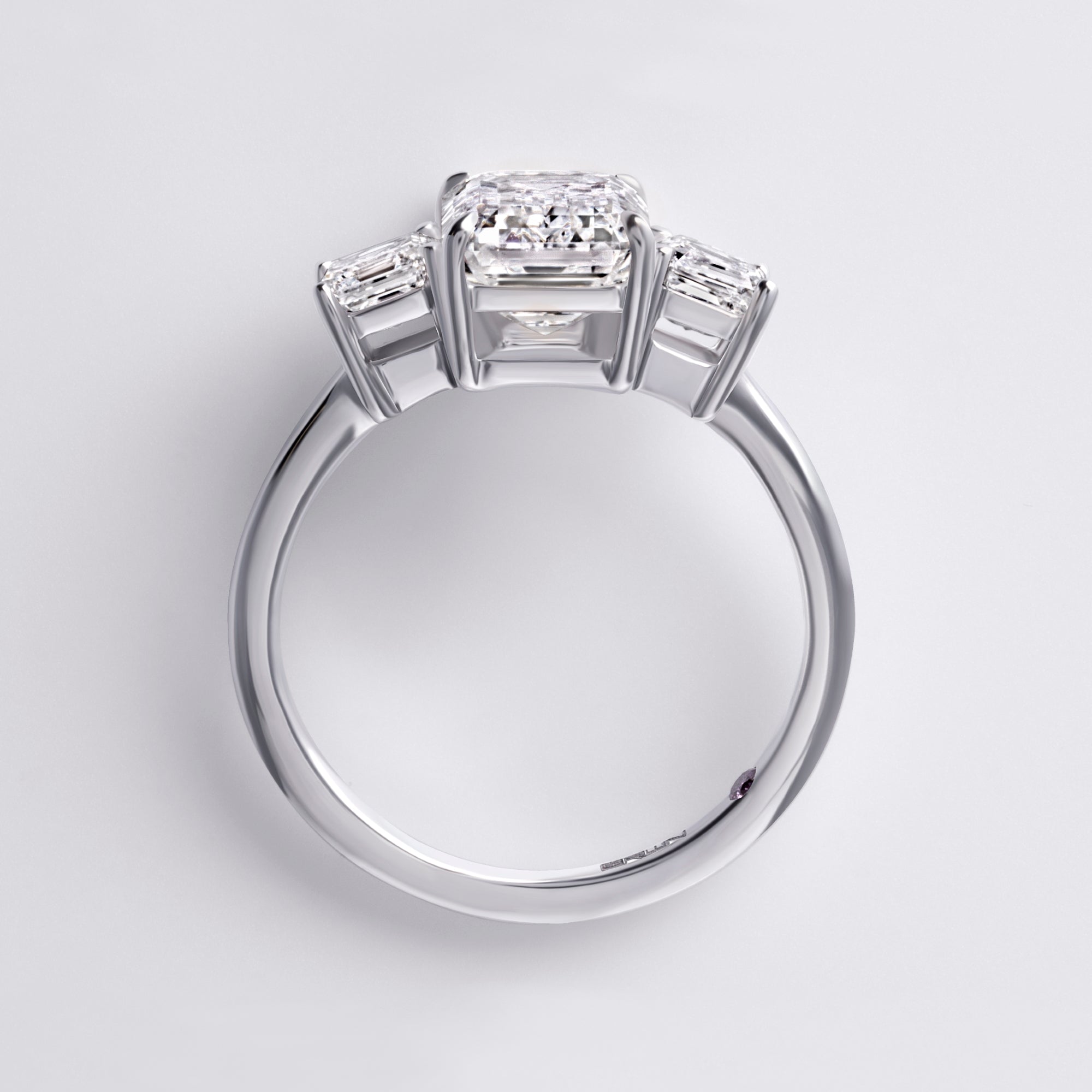 Tula 3.09CT Emerald Three Stone Engagement Ring, White Gold