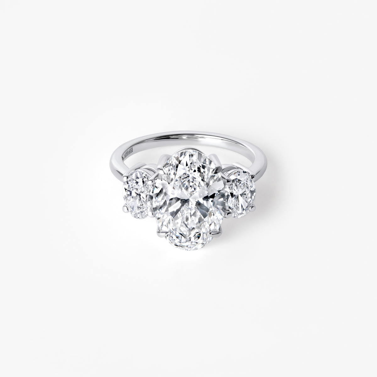 4.08CT Oval Three Stone Engagement Ring