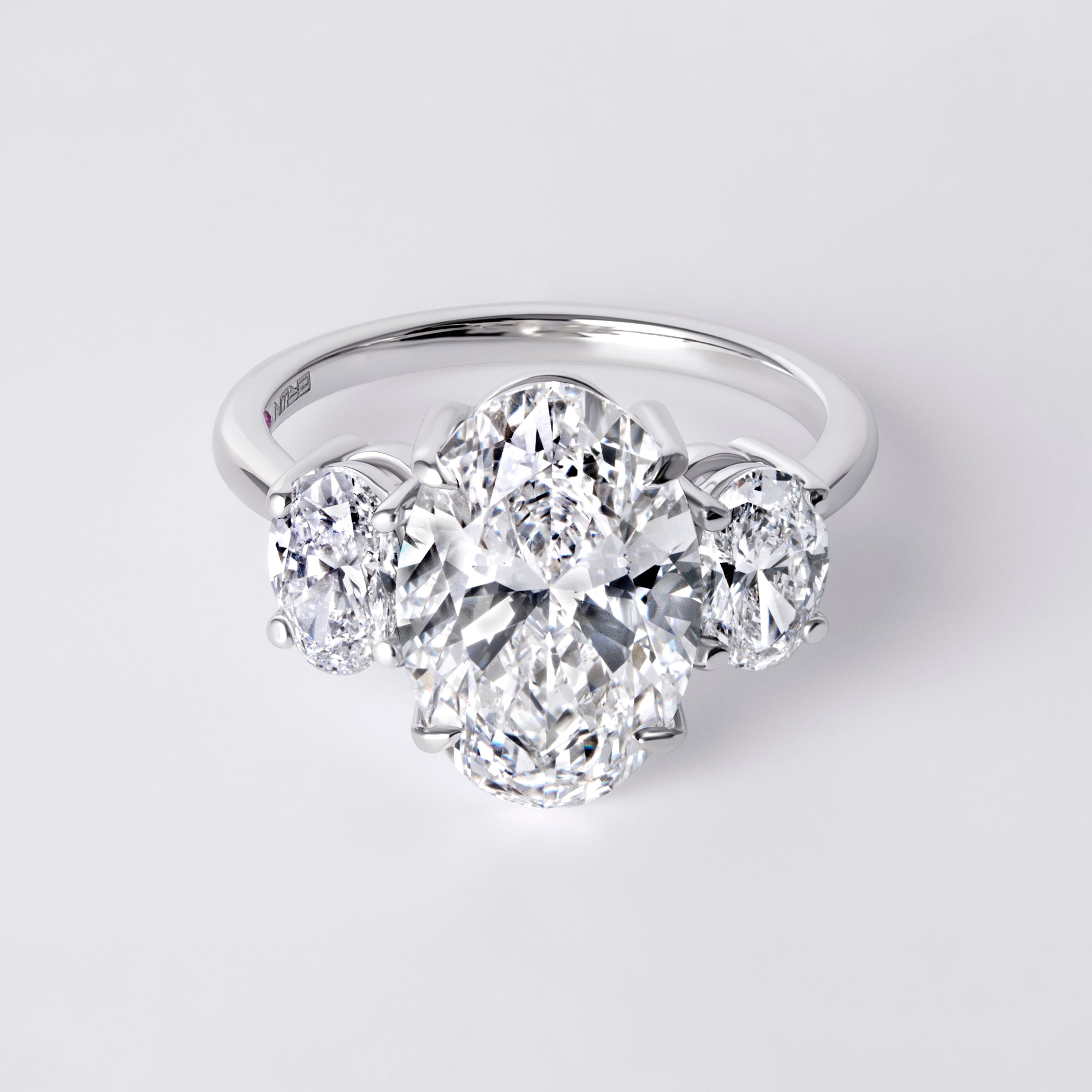 Tula 4.08CT Oval Three Stone Engagement Ring, White Gold