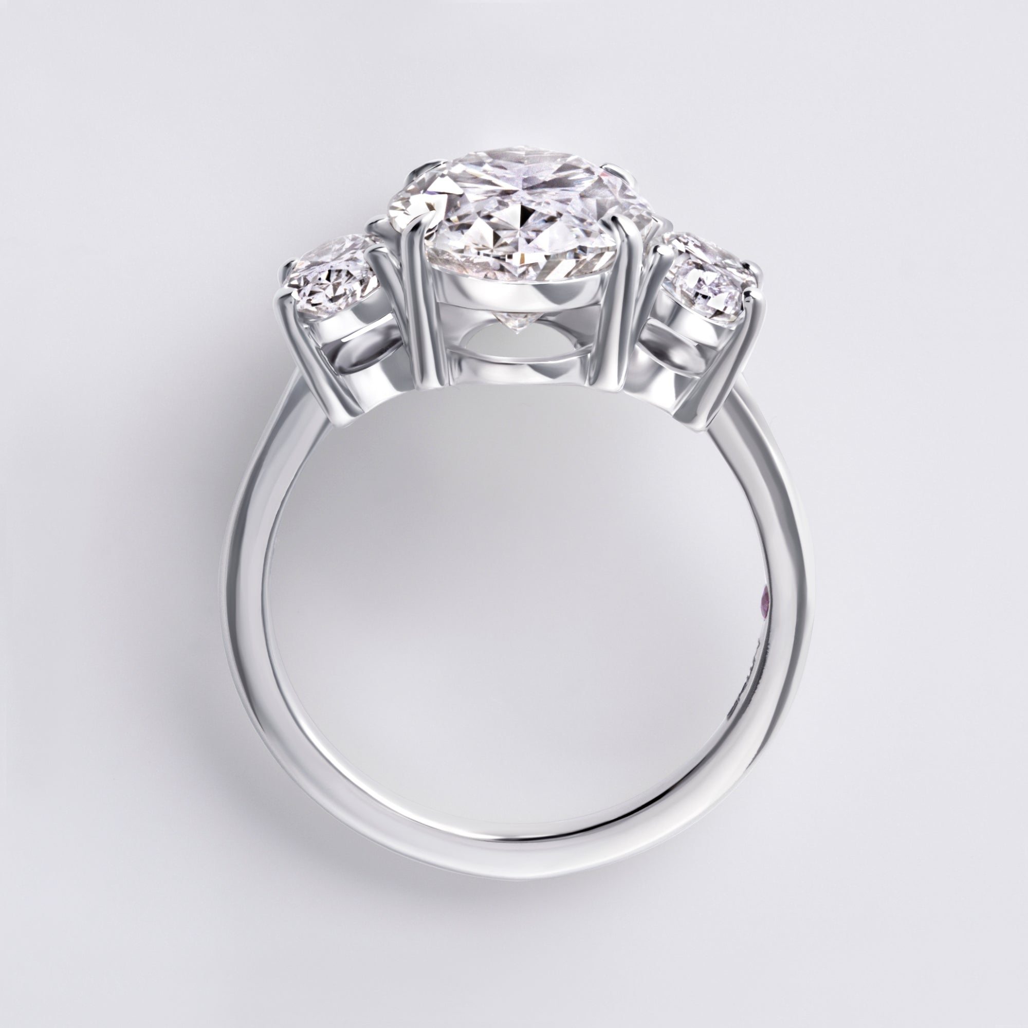 Tula 4.08CT Oval Three Stone Engagement Ring, White Gold
