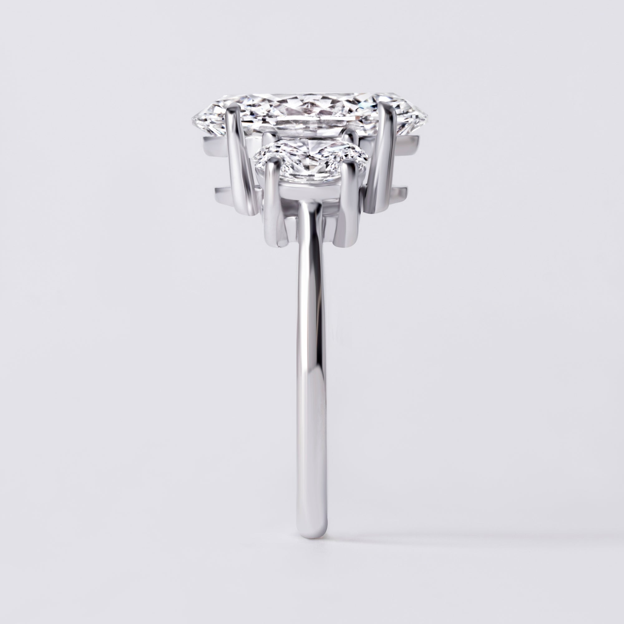 Tula 4.08CT Oval Three Stone Engagement Ring, White Gold