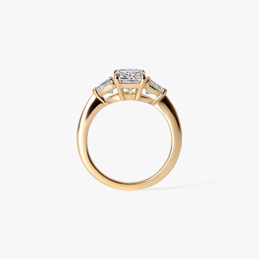2.05CT Radiant and Triangle Three Stone Engagement Ring