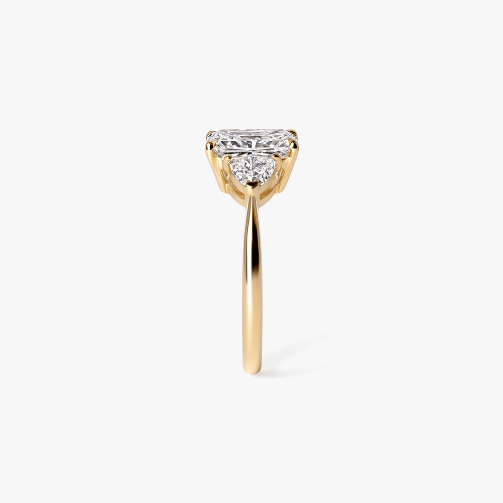 2.05CT Radiant and Triangle Three Stone Engagement Ring